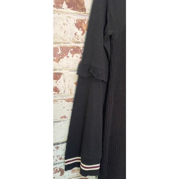 Free People Zou Bisou Cotton Blend Knit Flared Ruffle Stripe Detailing Dress - Picture 11 of 13